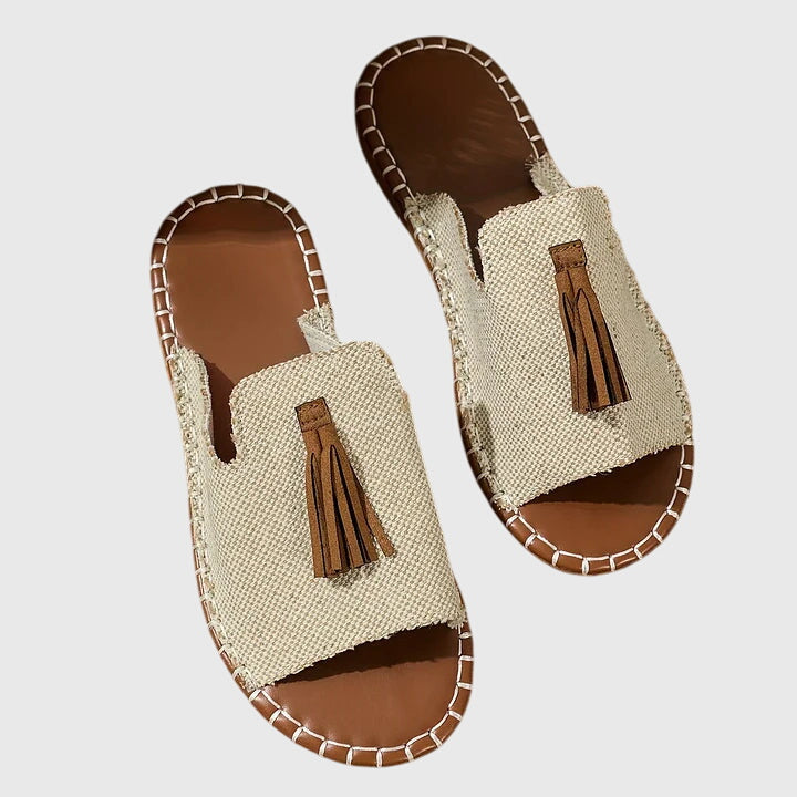 Lorraine | Woven Tassel Slide Sandals For Women