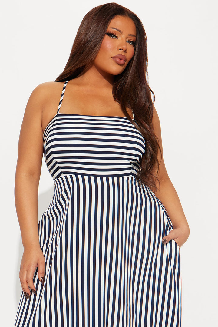 Anne Striped Maxi Dress - Navy