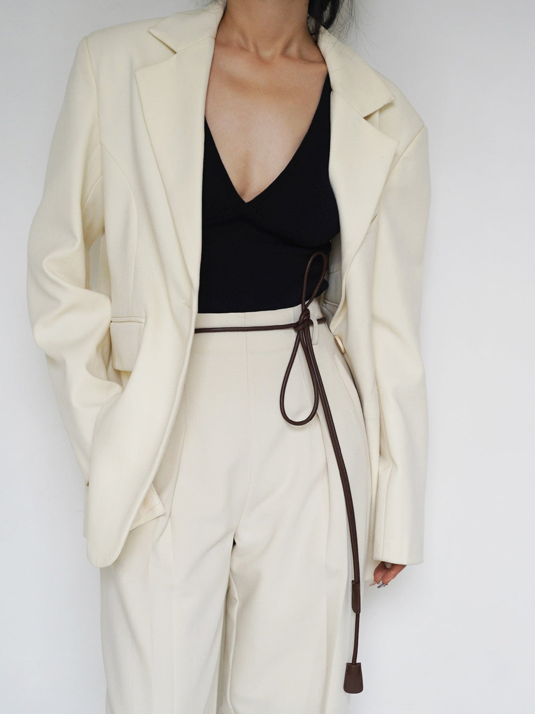 Linear Faux Leather Belt