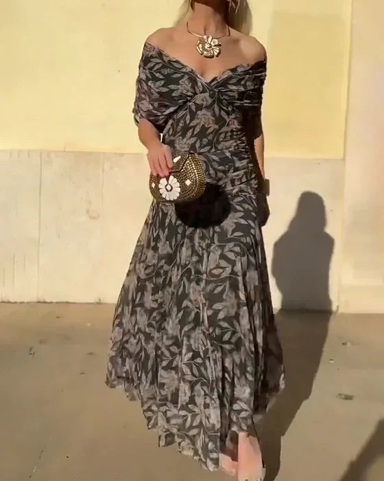 Julieta - Elegant V-neck off-the-shoulder dress