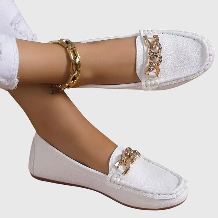 Melissa | Leather Loafers With Chain Detail For Women