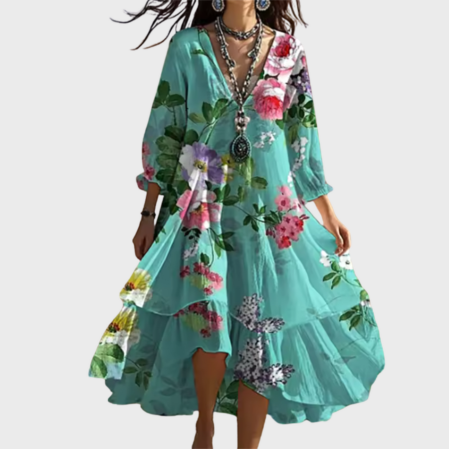 Shanae - Elegant Floral Midi Dress