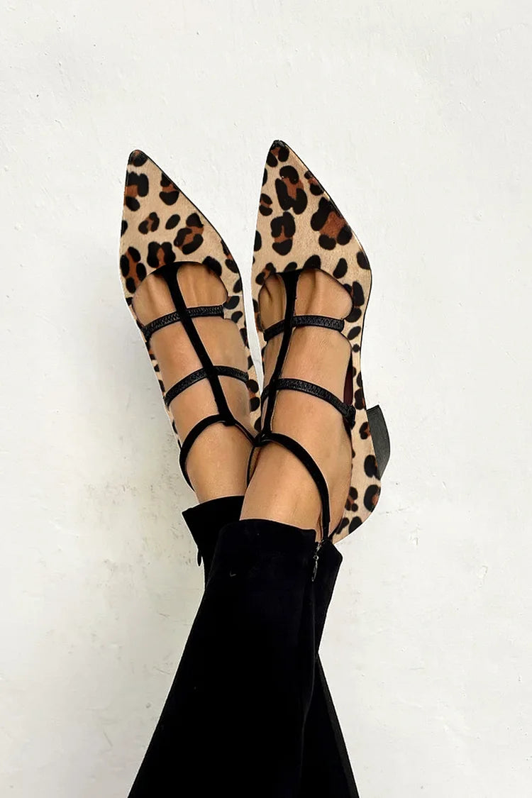 Scarlett | Leopard Strap Flats