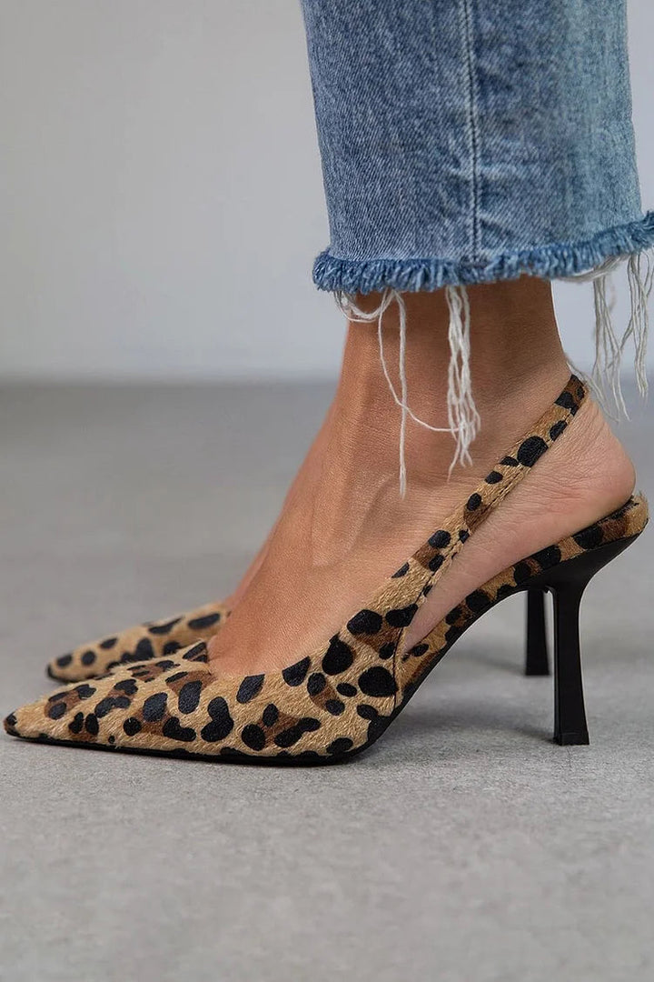 Angie | Leopard Print Slingback Heels