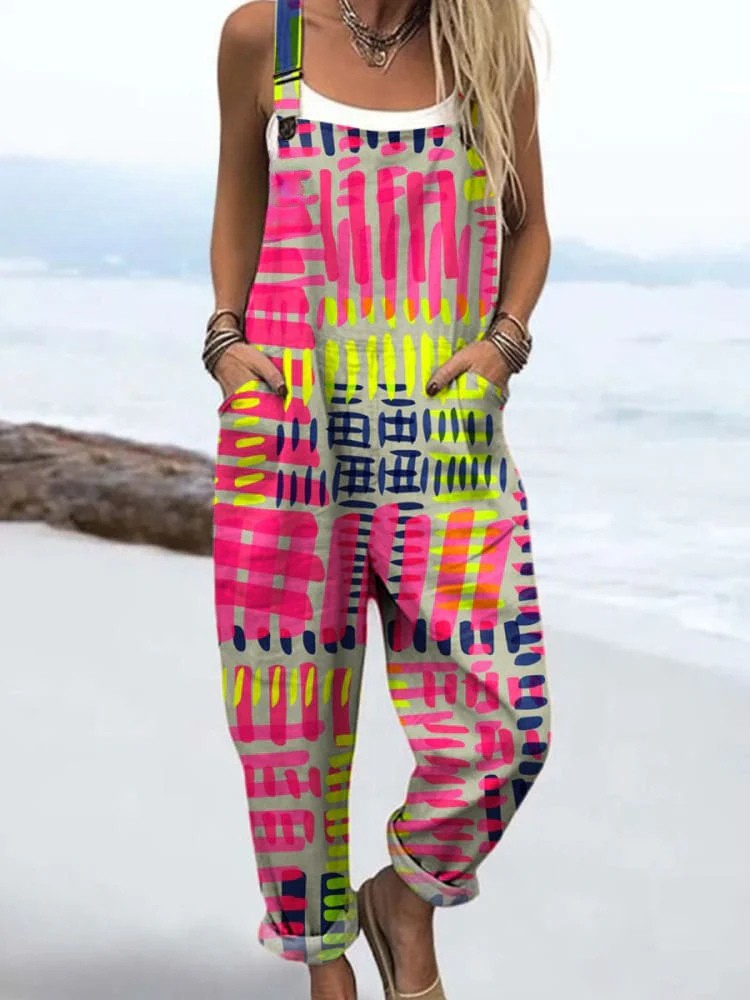 Julia | Colourful Print Dungarees
