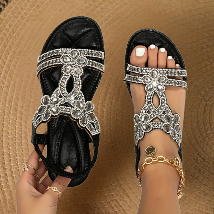Estella | Flat Sandals With Rhinestones For Women