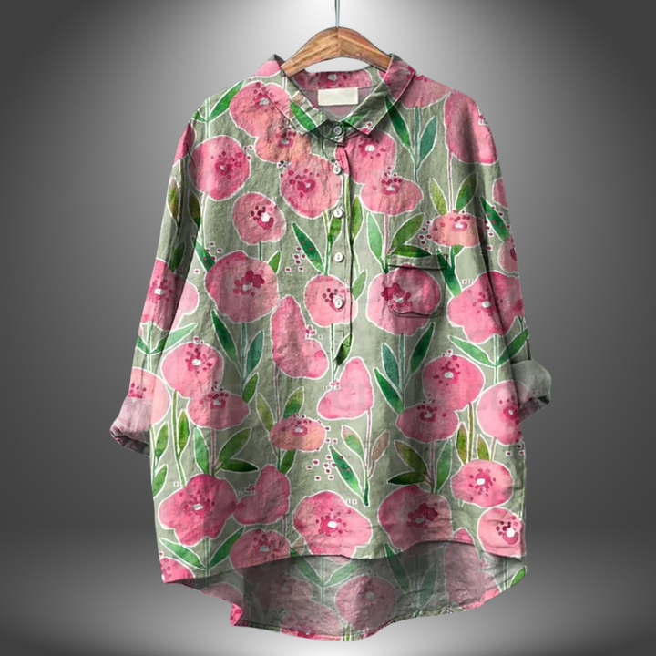 ALLY – HAND-PAINTED FLORAL BLOUSE
