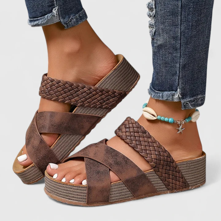Pia | Woven Cross Strap Platform Sandals For Women