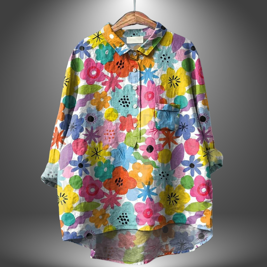 ALLY – HAND-PAINTED FLORAL BLOUSE