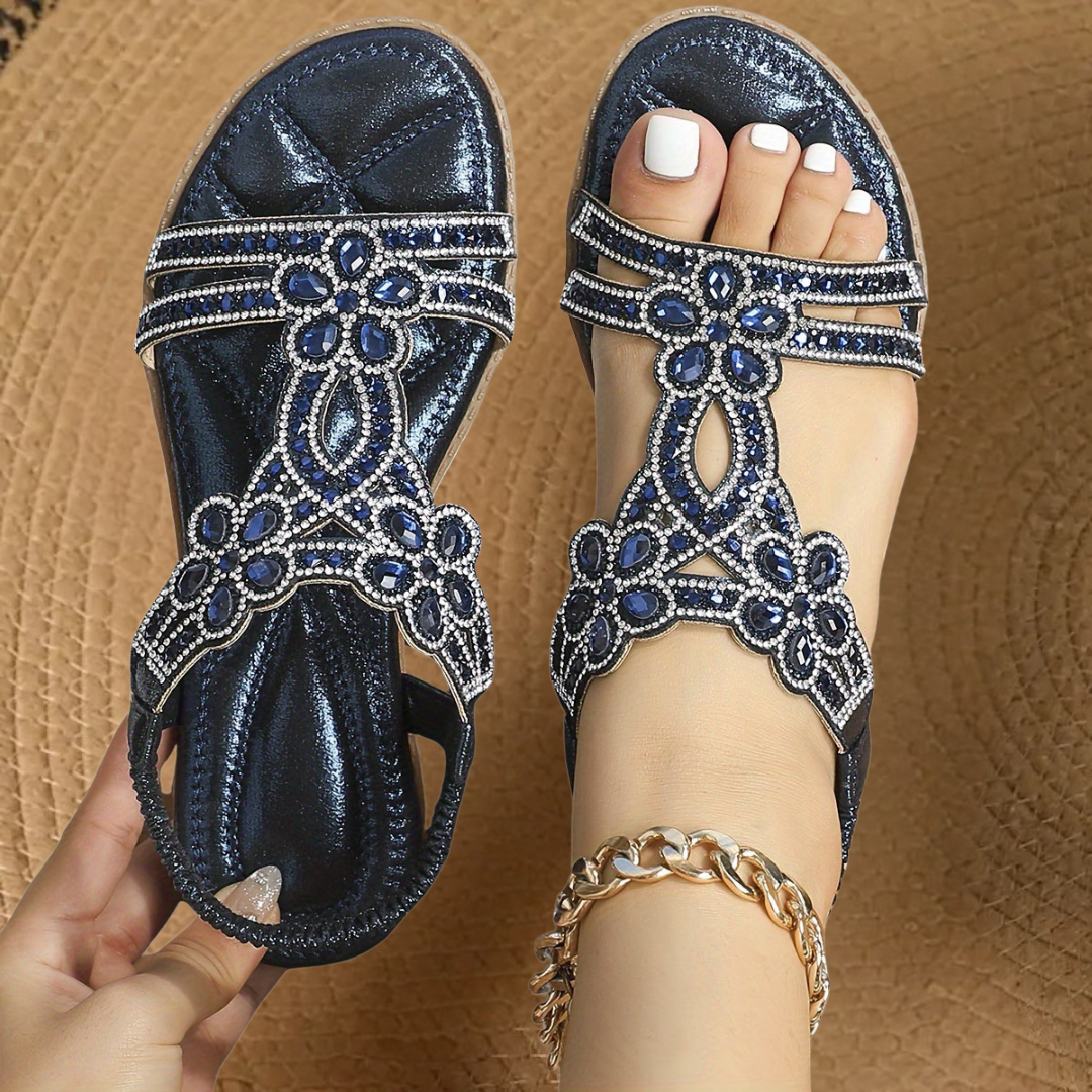Estella | Flat Sandals With Rhinestones For Women
