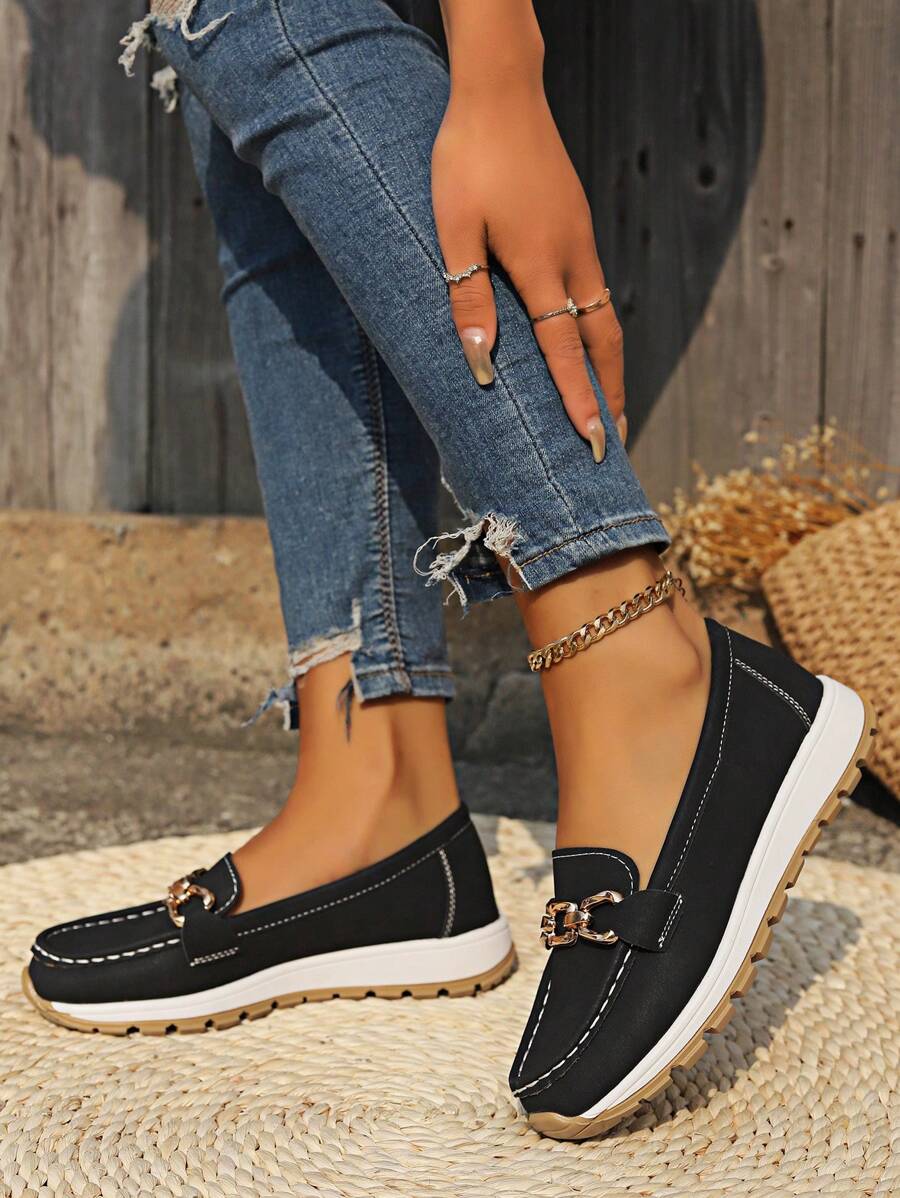 Nicolette | Chain-Detail Platform Loafers For Women