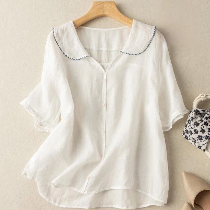 Effi | Button-Down Blouse With Scalloped Collar For Women