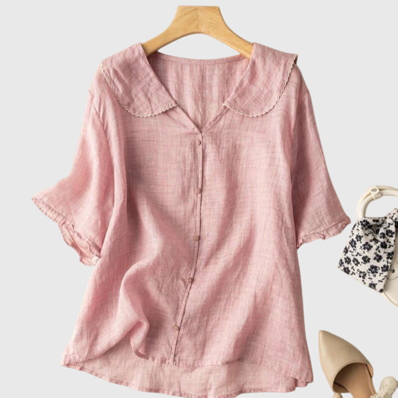 Mena | Peter Pan Collar Button-Down Blouse For Women