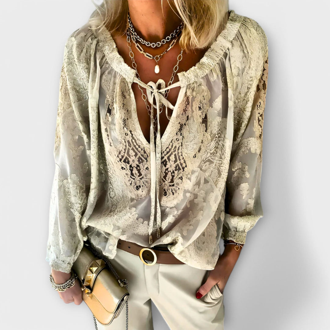 Lisette | V-Neck Lace Blouse For Women