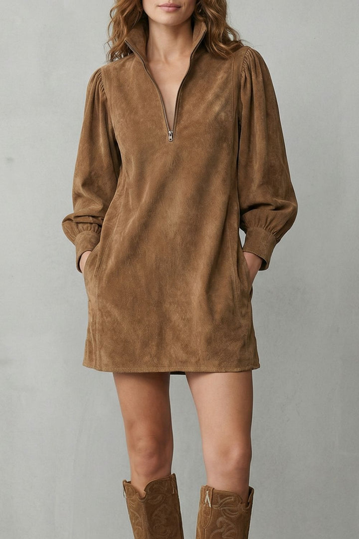 Valmira – Suede Vintage Charm – Mini Dress