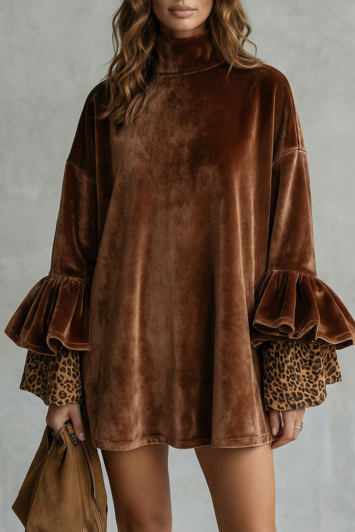 Velanique – Tiered Sleeve Detail – Velvet Mini Dress