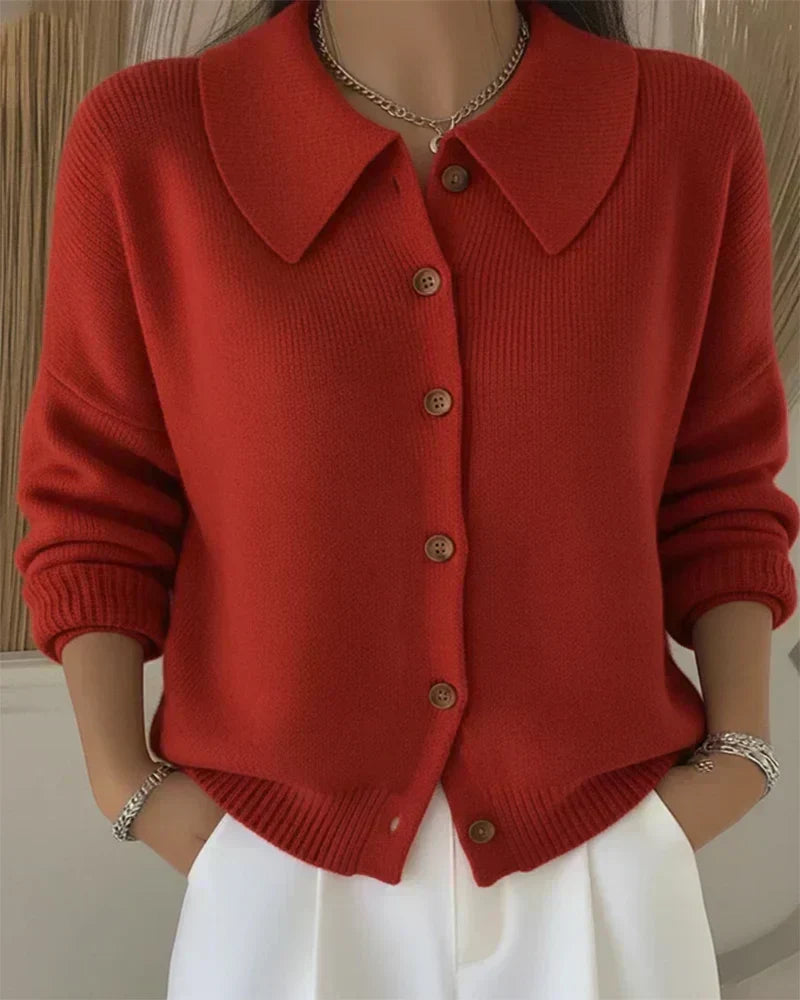 VESPERA | BUTTON COLLAR CARDIGAN
