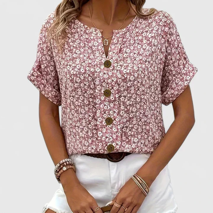 Whitney | Button-Down Short Sleeve Blouse For Women