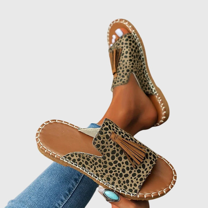 Lorraine | Woven Tassel Slide Sandals For Women