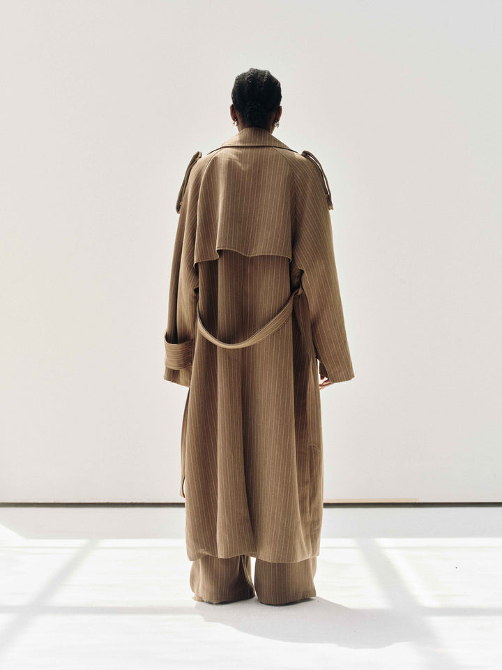 Drift Pinstripe Trench Coat
