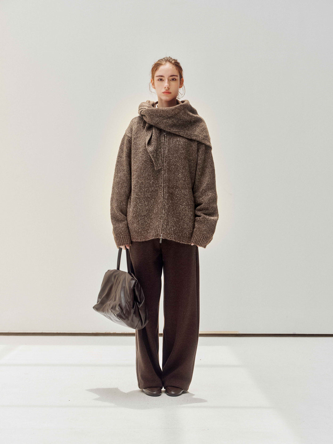 Granule Zip-Up Cardigan &amp; Scarf