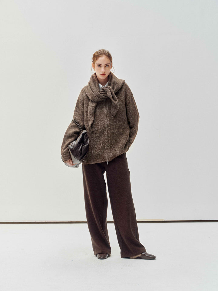 Granule Zip-Up Cardigan &amp; Scarf