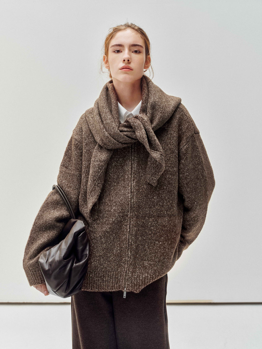 Granule Zip-Up Cardigan &amp; Scarf