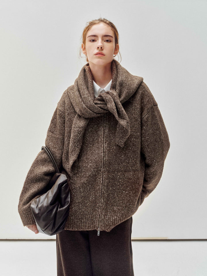 Granule Zip-Up Cardigan &amp; Scarf