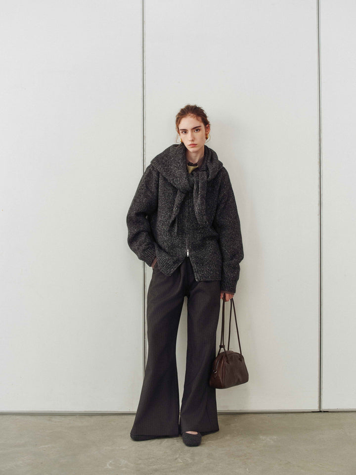 Granule Zip-Up Cardigan &amp; Scarf