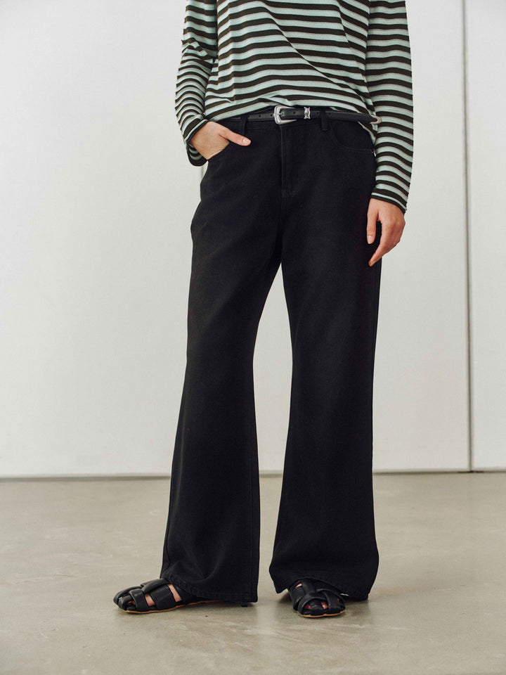 Shadow Fade Wide Jeans - Black