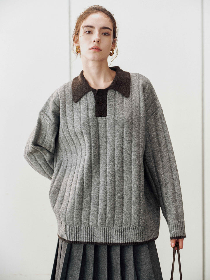 Contrast Collar Knit Sweater