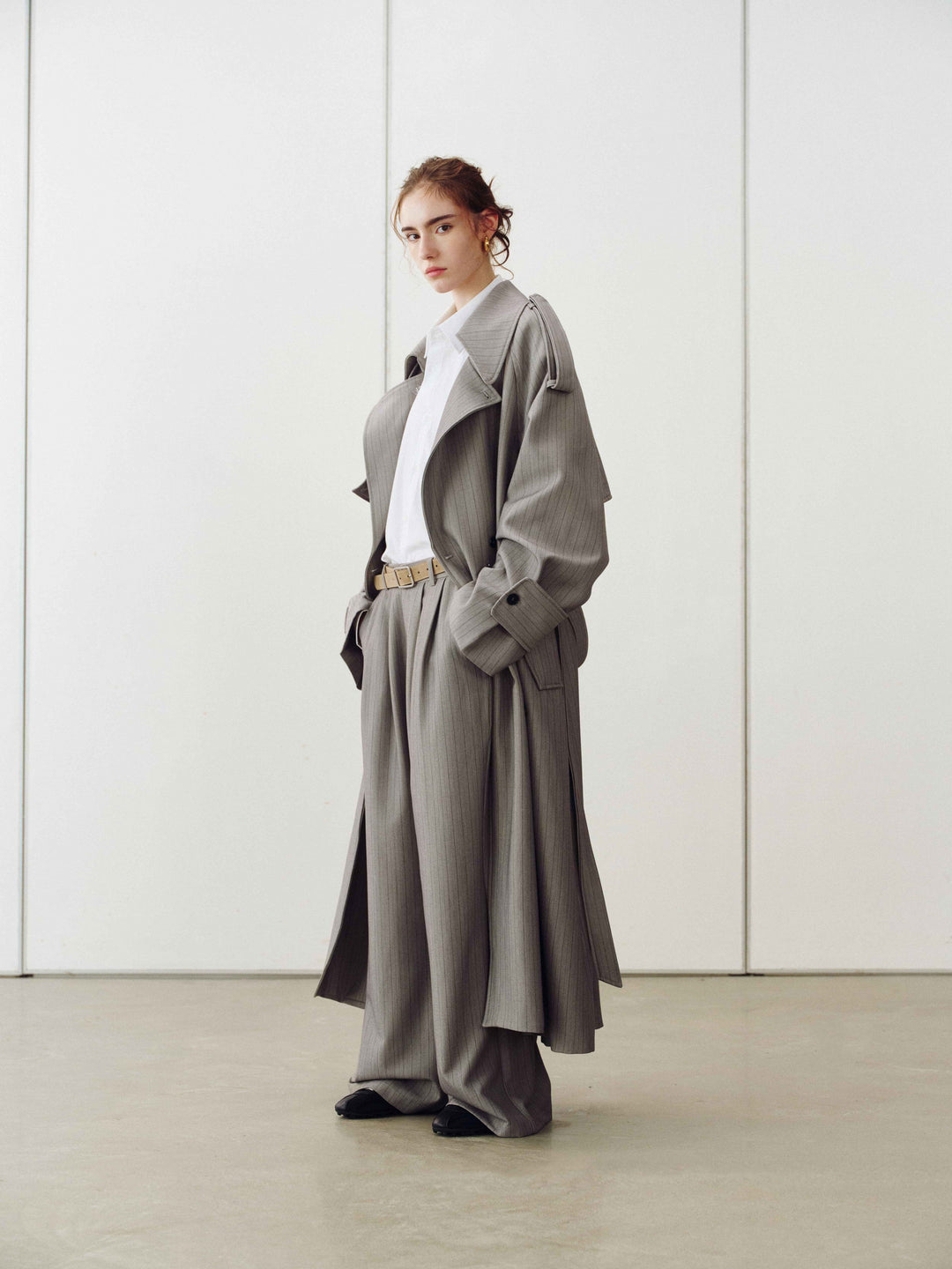 Drift Pinstripe Trench Coat