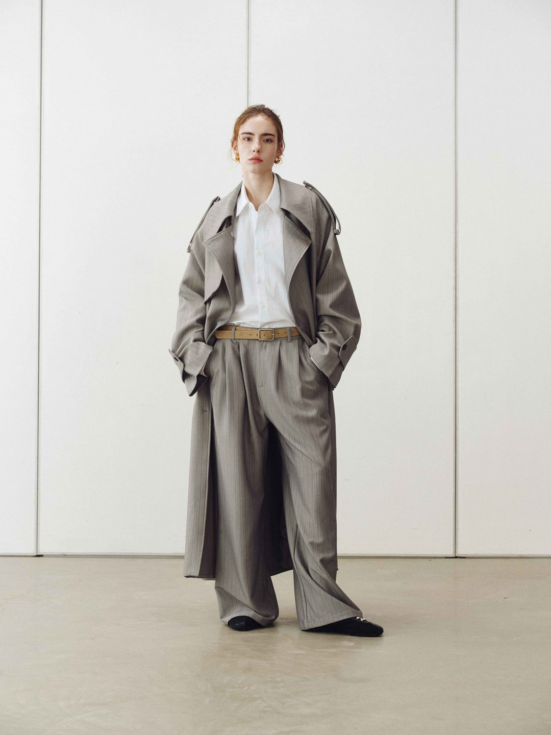 Drift Pinstripe Trench Coat