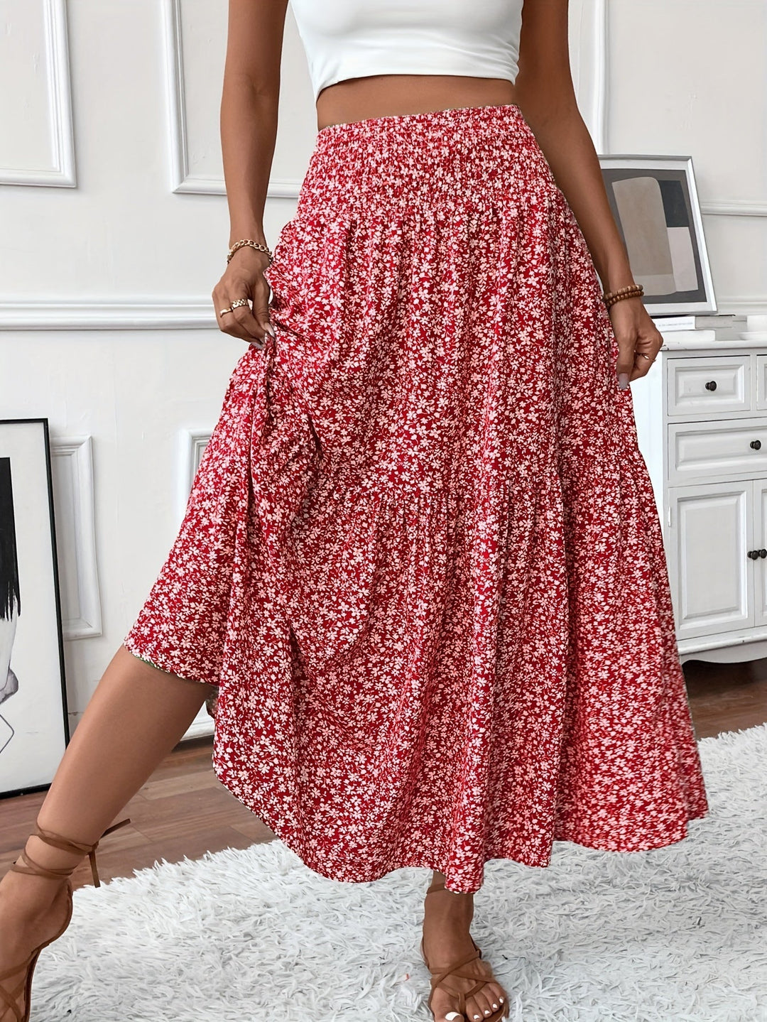 Malika – Tiered Floral Maxi Skirt