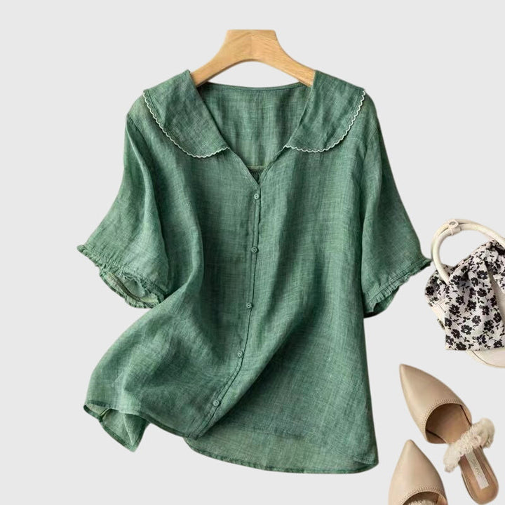 Mena | Peter Pan Collar Button-Down Blouse For Women