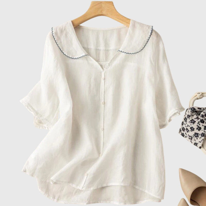 Mena | Peter Pan Collar Button-Down Blouse For Women