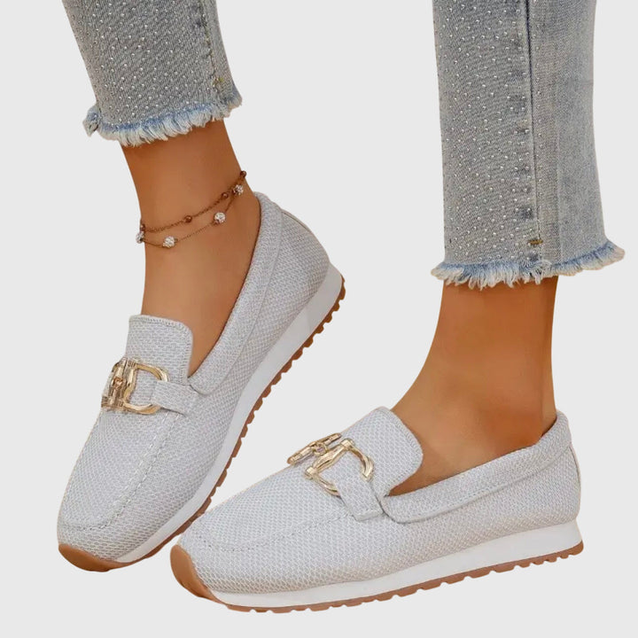 Maika | Woven Loafers With Metal Hardware For Women