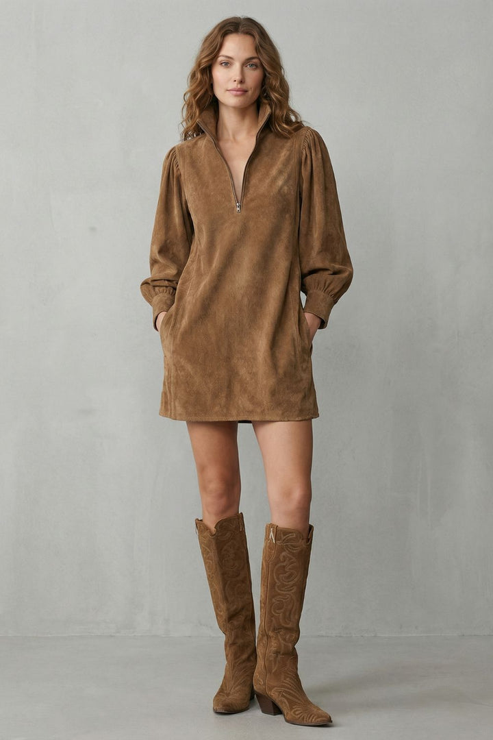 Valmira – Suede Vintage Charm – Mini Dress