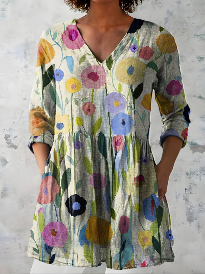 Nellie | Long Blouse With V-Neck
