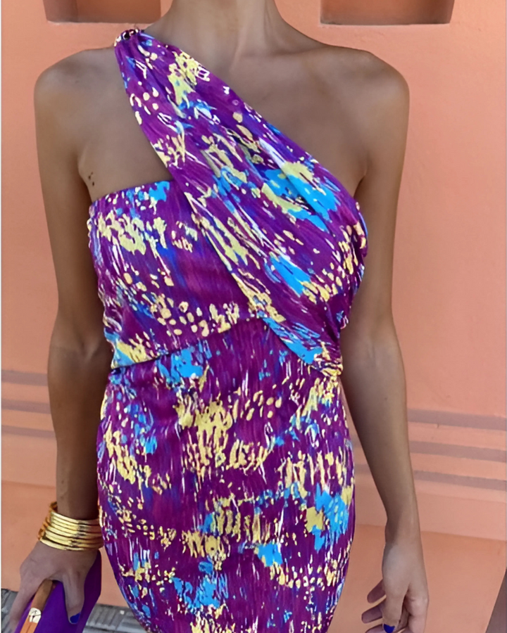 Maria Elegant One-Shoulder Maxi Dress