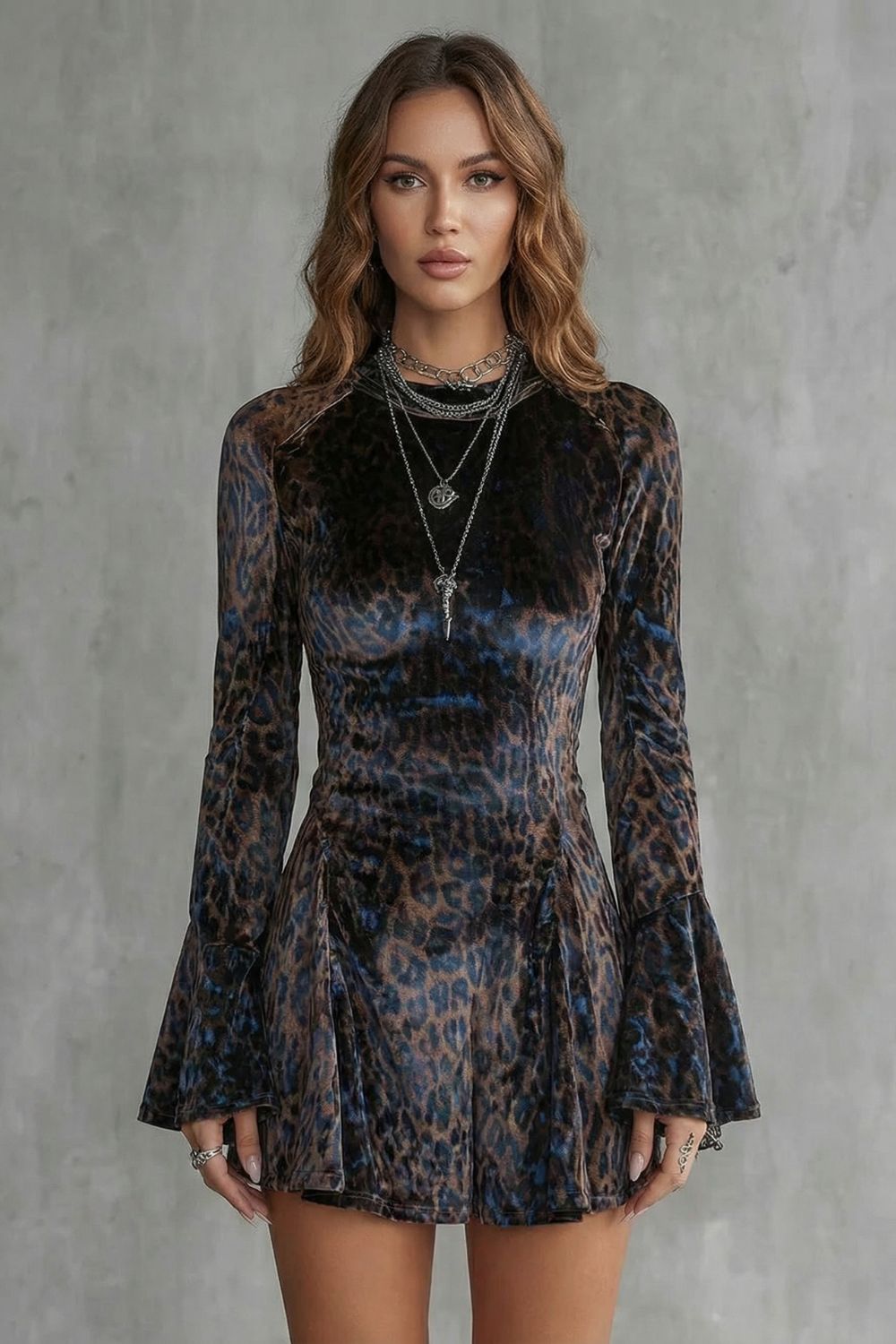 Bellanca – Flared Sleeve – Leopard Print Mini Dress