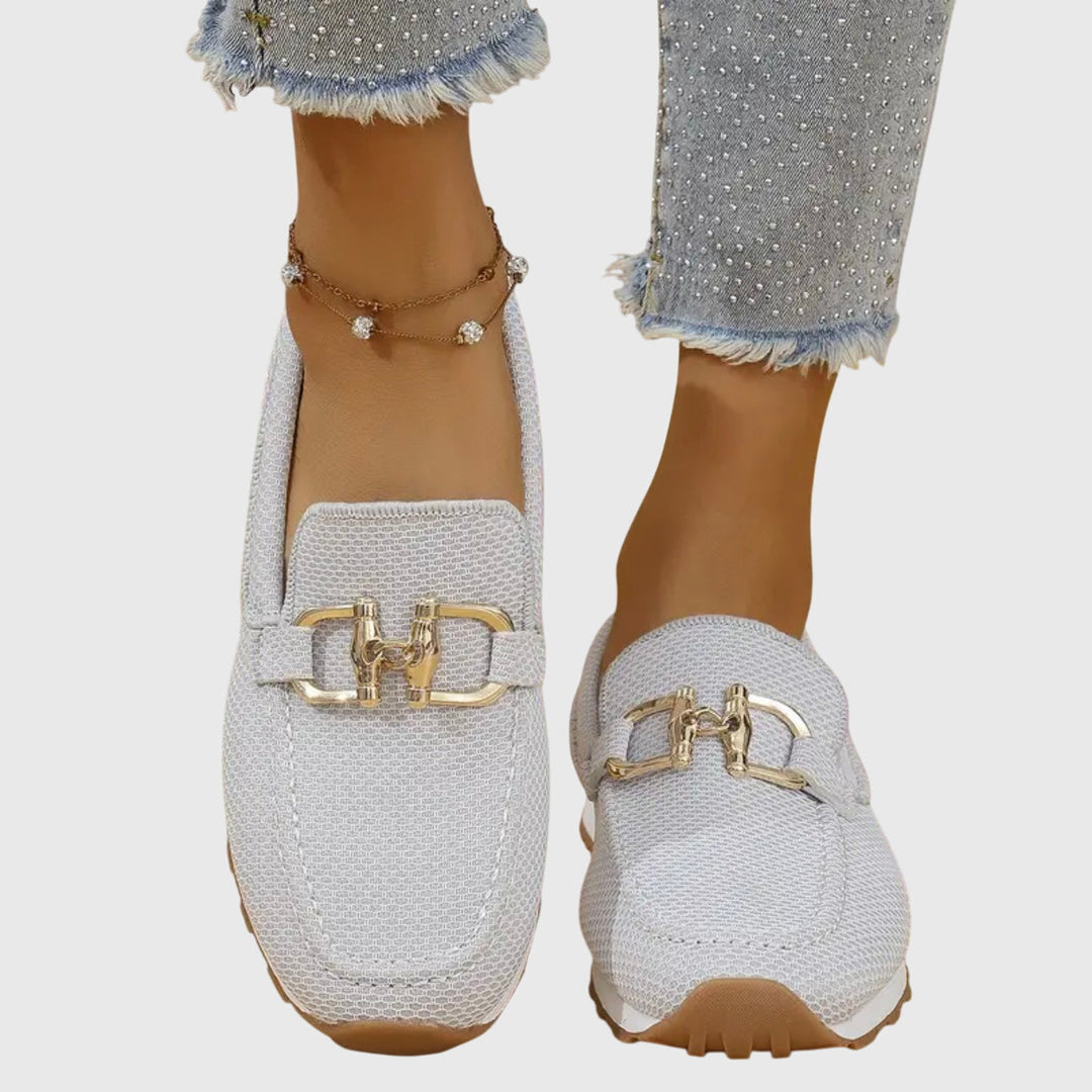 Maika | Woven Loafers With Metal Hardware For Women