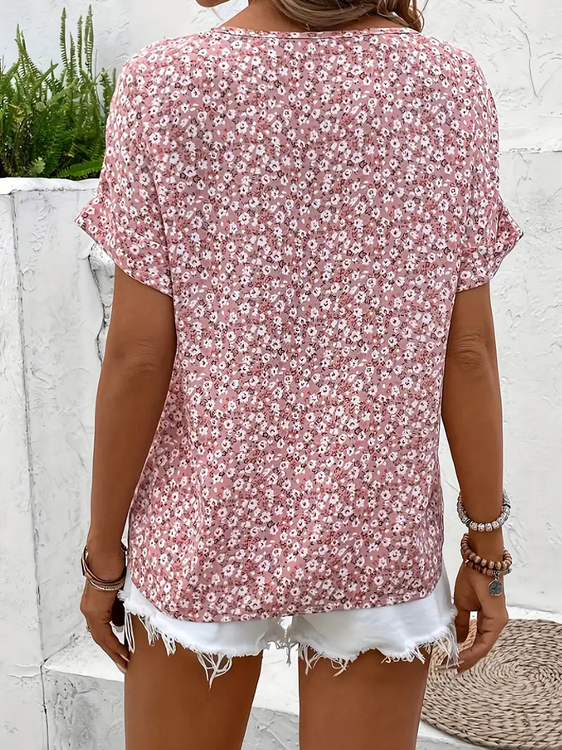 Tamara | Floral Button-Down Blouse With Short Sleeves For Women
