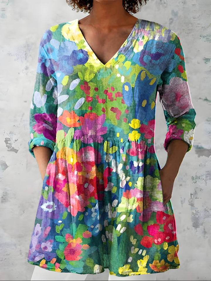 Millie | Long Blouse With V-Neck