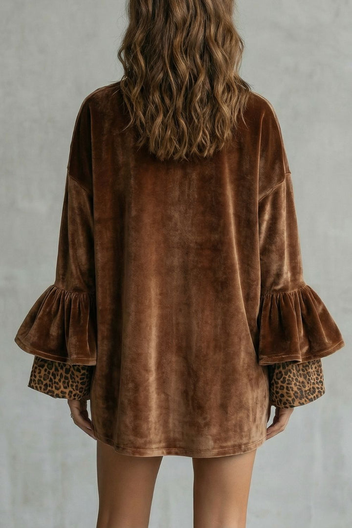 Velanique – Tiered Sleeve Detail – Velvet Mini Dress