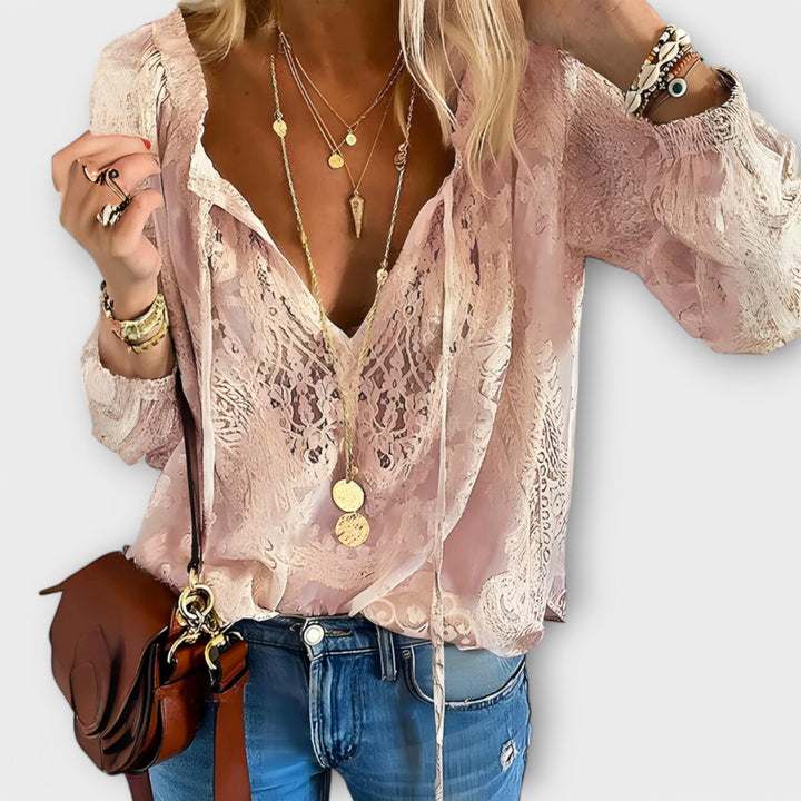 Lisette | V-Neck Lace Blouse For Women