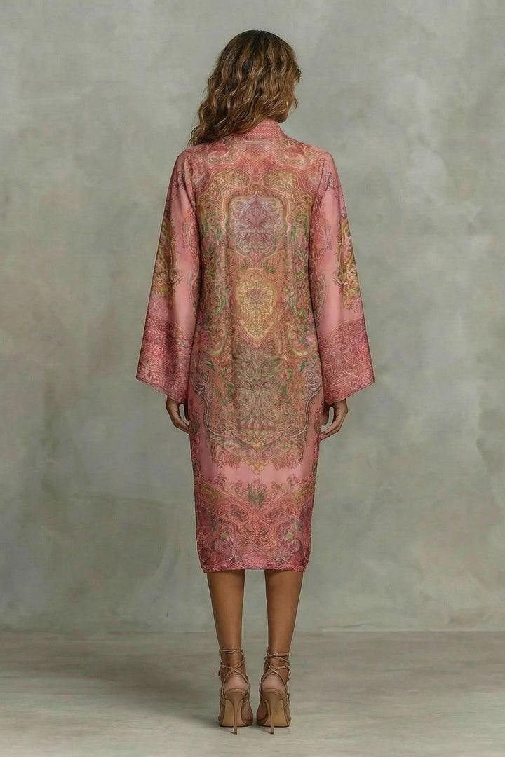 Marélienne – Baroque Floral Motif – Kimono Midi Dress