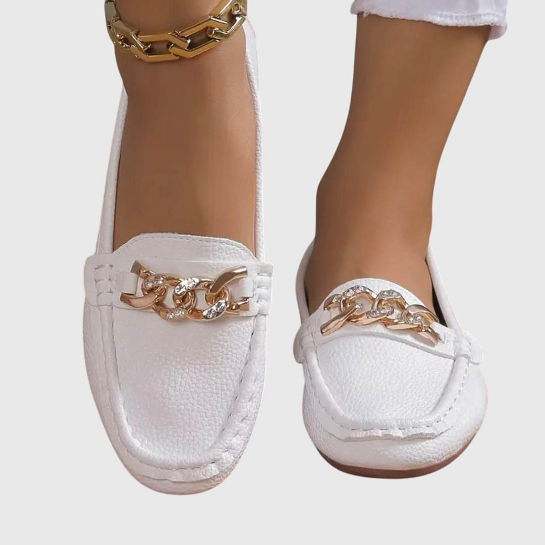 Melissa | Leather Loafers With Chain Detail For Women
