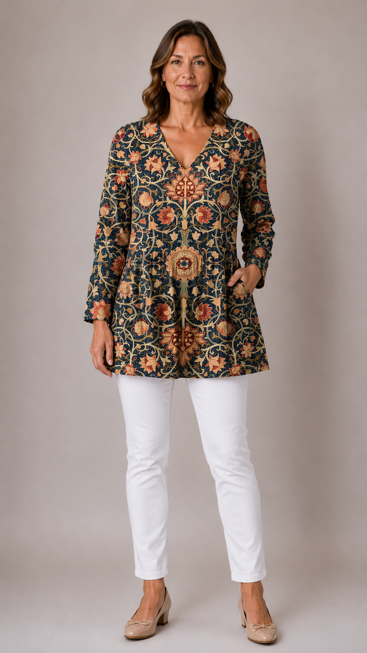 Lilian | Long Blouse With V-Neck