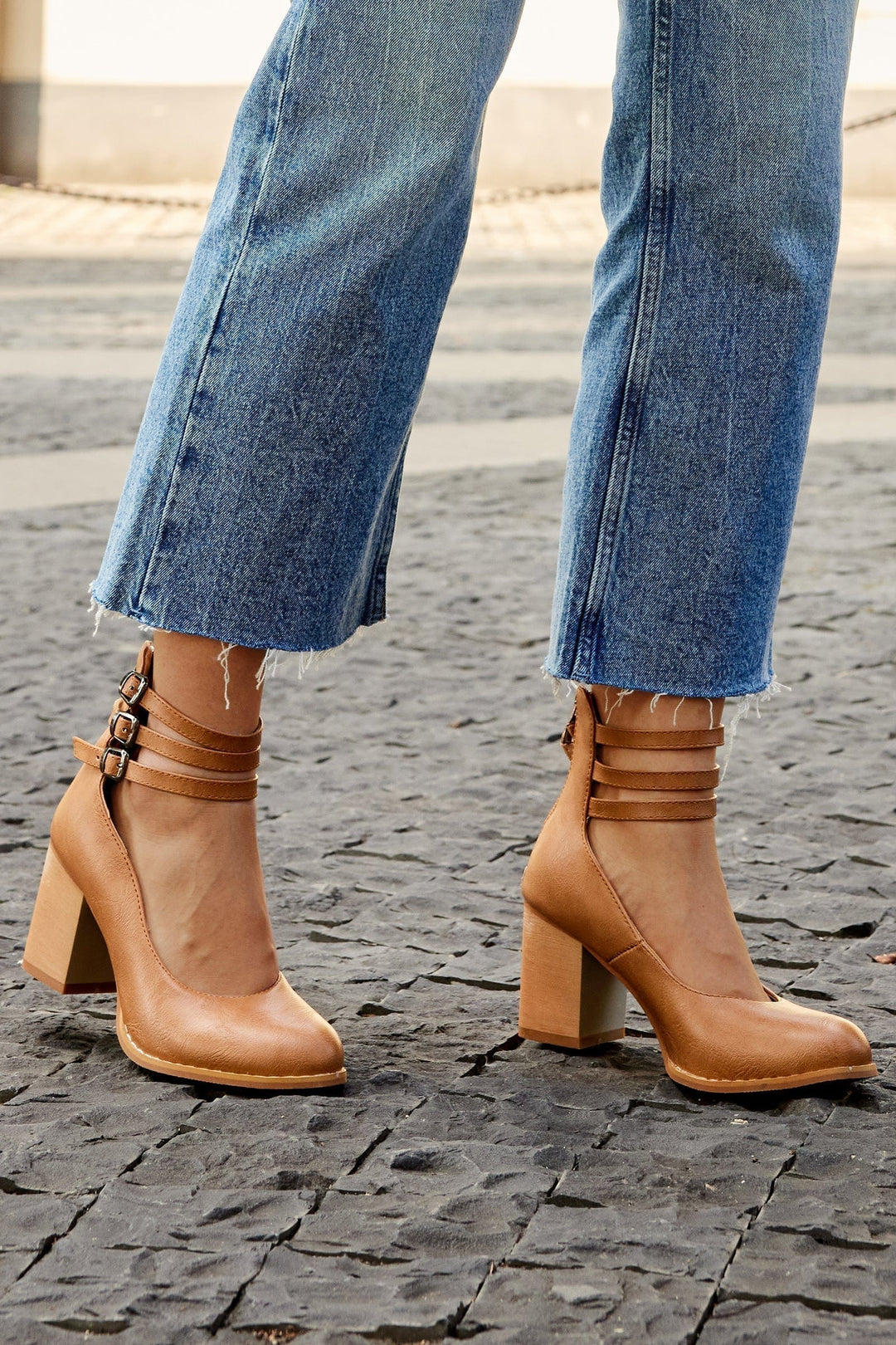 Johanna | Triple Buckle Block Heel Ankle Boots For Women